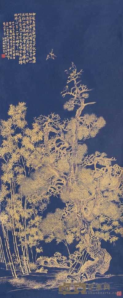 胡铁梅 松竹仙鹤 立轴 132×54cm